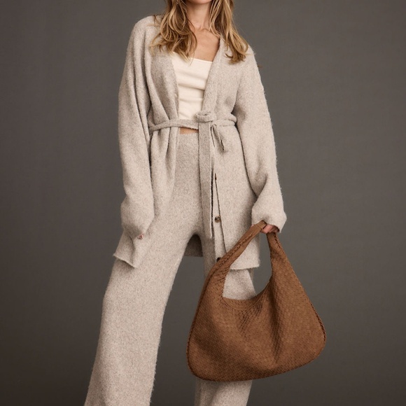 12th Tribe Finley Oatmeal Belted Cardigan Size MM - Picture 3 of 3